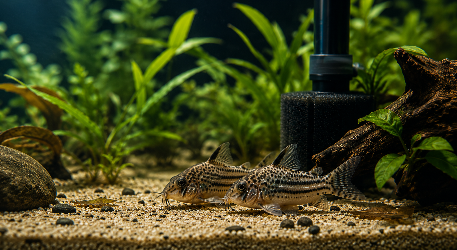 Acuario natural preparado para un grupo de corydoras